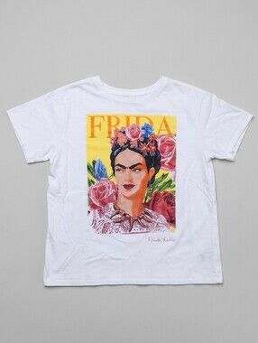 Frida Kahlo Graphic Tee with Floral Portrait Print